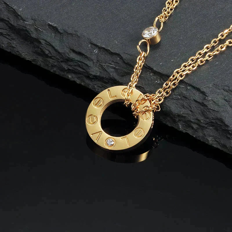 [Royal&Vicky]LOVE NECKLACE 16MM 2 DIAMONDS