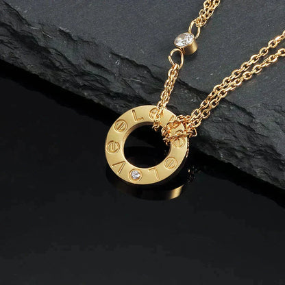 [Royal&Vicky]LOVE NECKLACE 16MM 2 DIAMONDS