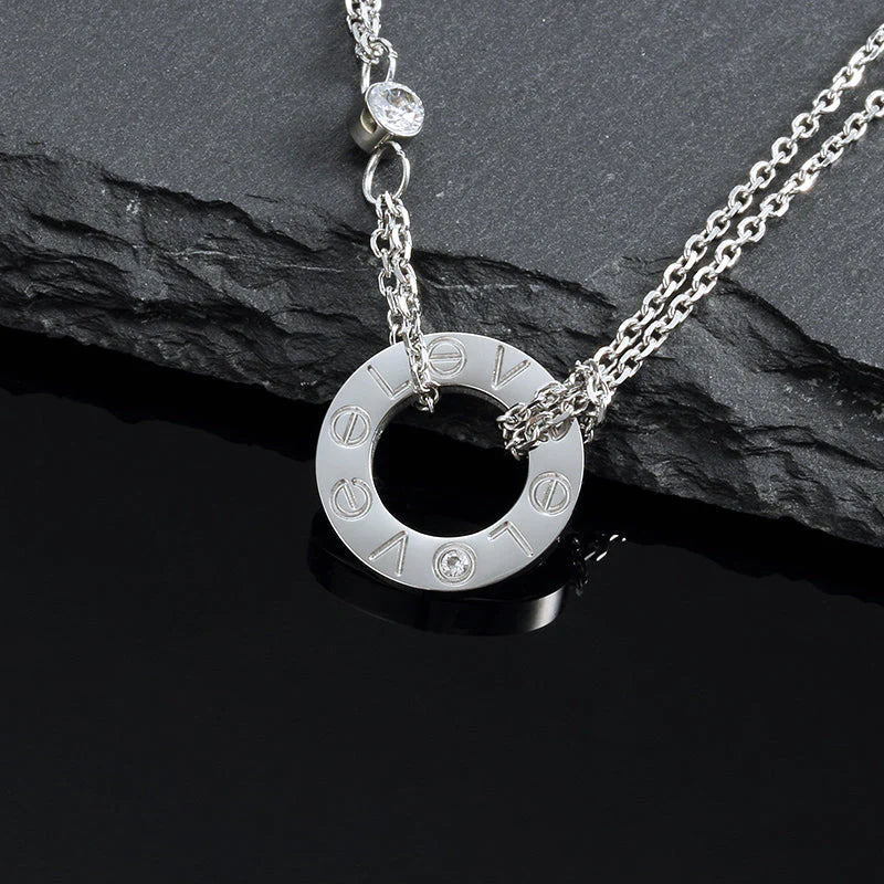 [Royal&Vicky]LOVE NECKLACE 16MM 2 DIAMONDS