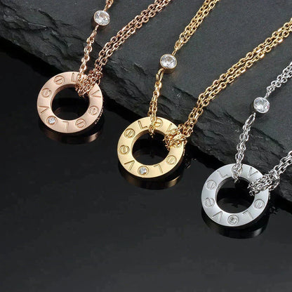 [Royal&Vicky]LOVE NECKLACE 16MM 2 DIAMONDS