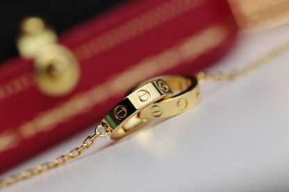 [Royal&Vicky]LOVE NECKLACE DOUBLE RING GOLD