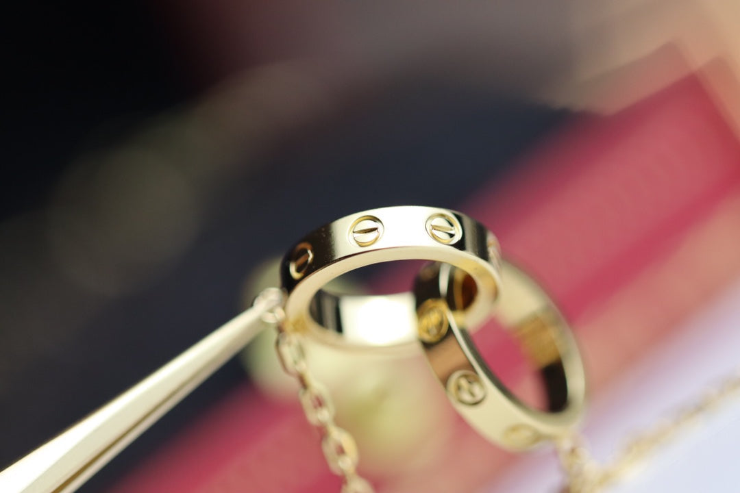 [Royal&Vicky]LOVE NECKLACE DOUBLE RING GOLD