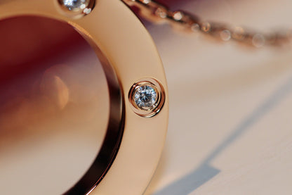 [Royal&Vicky]LOVE NECKLACE 16MM 6 DIAMONDS PINK GOLD