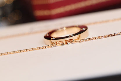 [Royal&Vicky]LOVE NECKLACE 16MM 6 DIAMONDS PINK GOLD