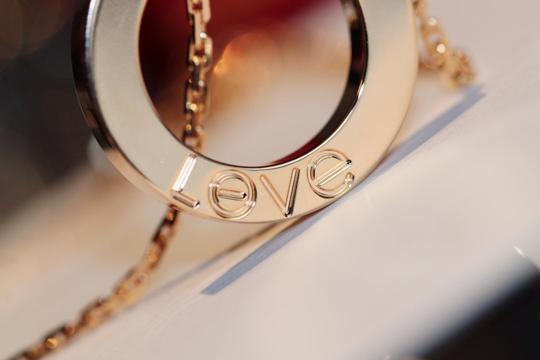 [Royal&Vicky]LOVE NECKLACE 16MM 6 DIAMONDS PINK GOLD