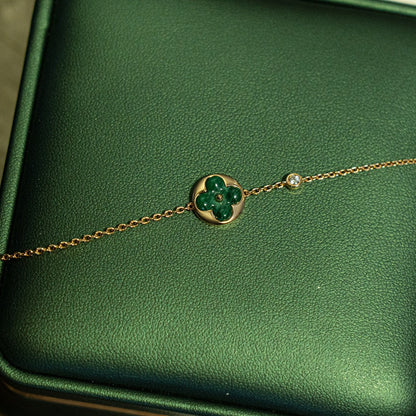 [Royal&Vicky]SUN MALACHITE 1 DIAMOND PINK GOLD BRACELET