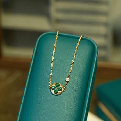 [Royal&Vicky]SUN MALACHITE 1 DIAMOND PINK GOLD BRACELET