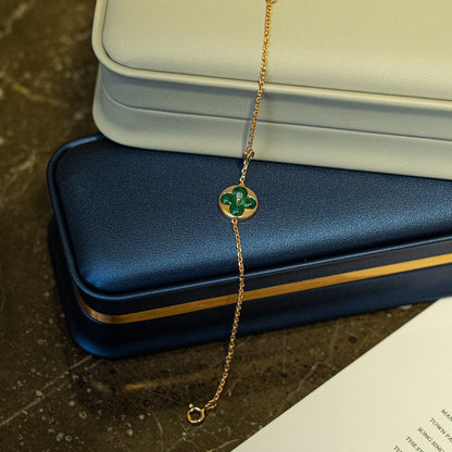 [Royal&Vicky]SUN MALACHITE 1 DIAMOND PINK GOLD BRACELET