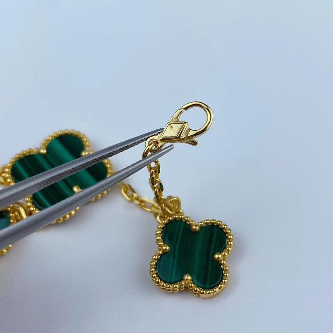 [Royal&Vicky]MAGIC CLOVER MALACHITE GOLD BRACELET 5 MOTIFS