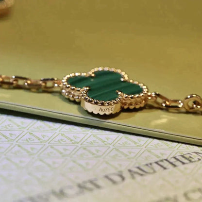 [Royal&Vicky]LUCKY CLOVER 5-MOTIF BRACELET - MALACHITE COLLECTION