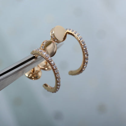 [Royal&Vicky]JUSTE EARRINGS 12.75MM PINK GOLD DIAMOND