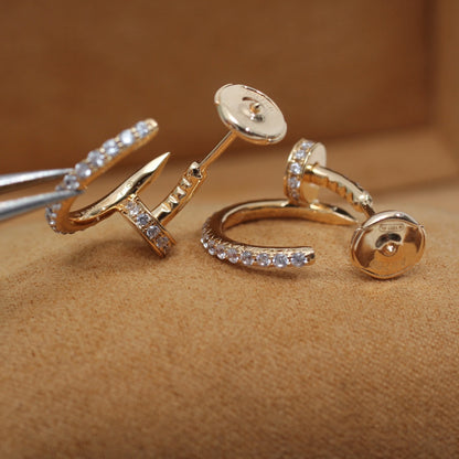 [Royal&Vicky]JUSTE EARRINGS 12.75MM PINK GOLD DIAMOND