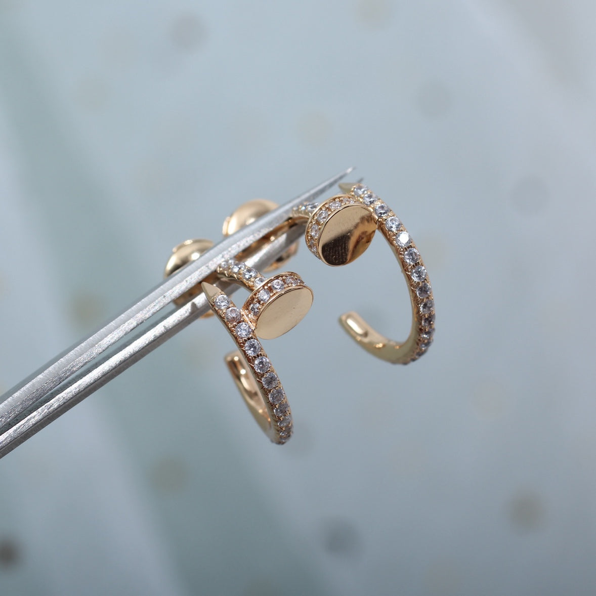 [Royal&Vicky]JUSTE EARRINGS 12.75MM PINK GOLD DIAMOND