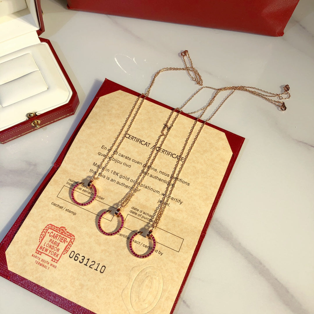 [Royal&Vicky]JUSTE NECKLACE GOLD RED DIAMONDS