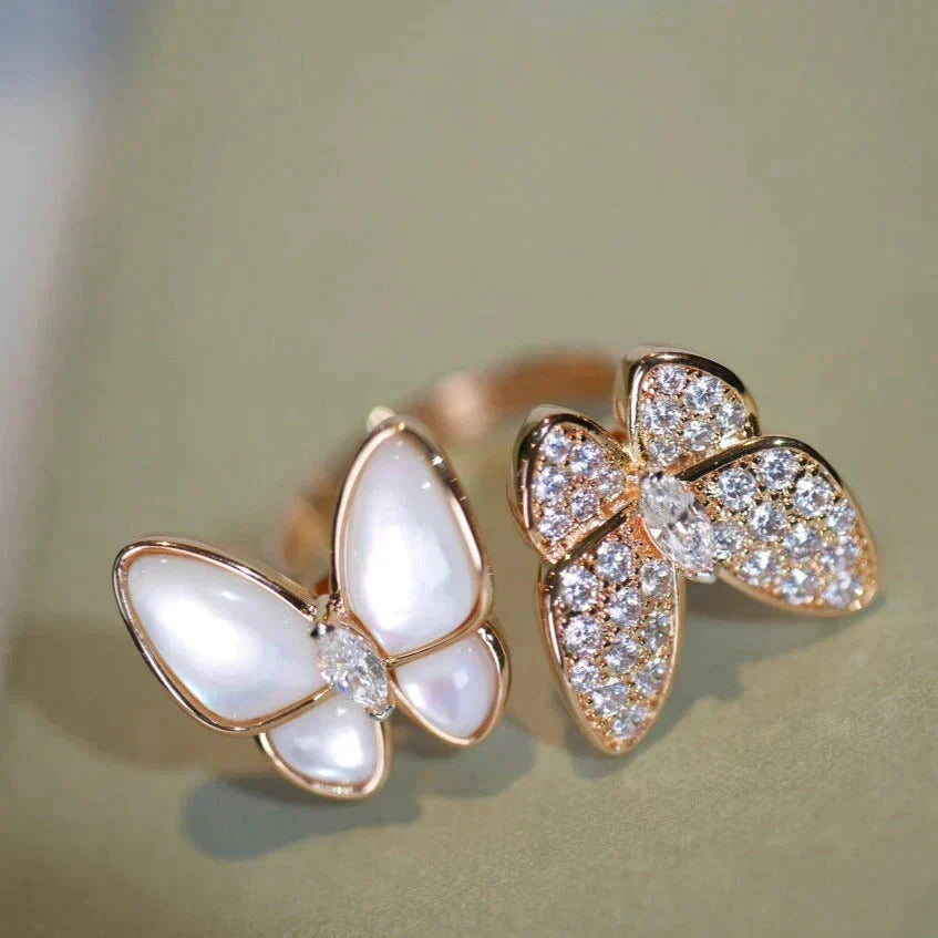 [Royal&Vicky]TWIN BUTTERFLY DIAMOND MOP RING