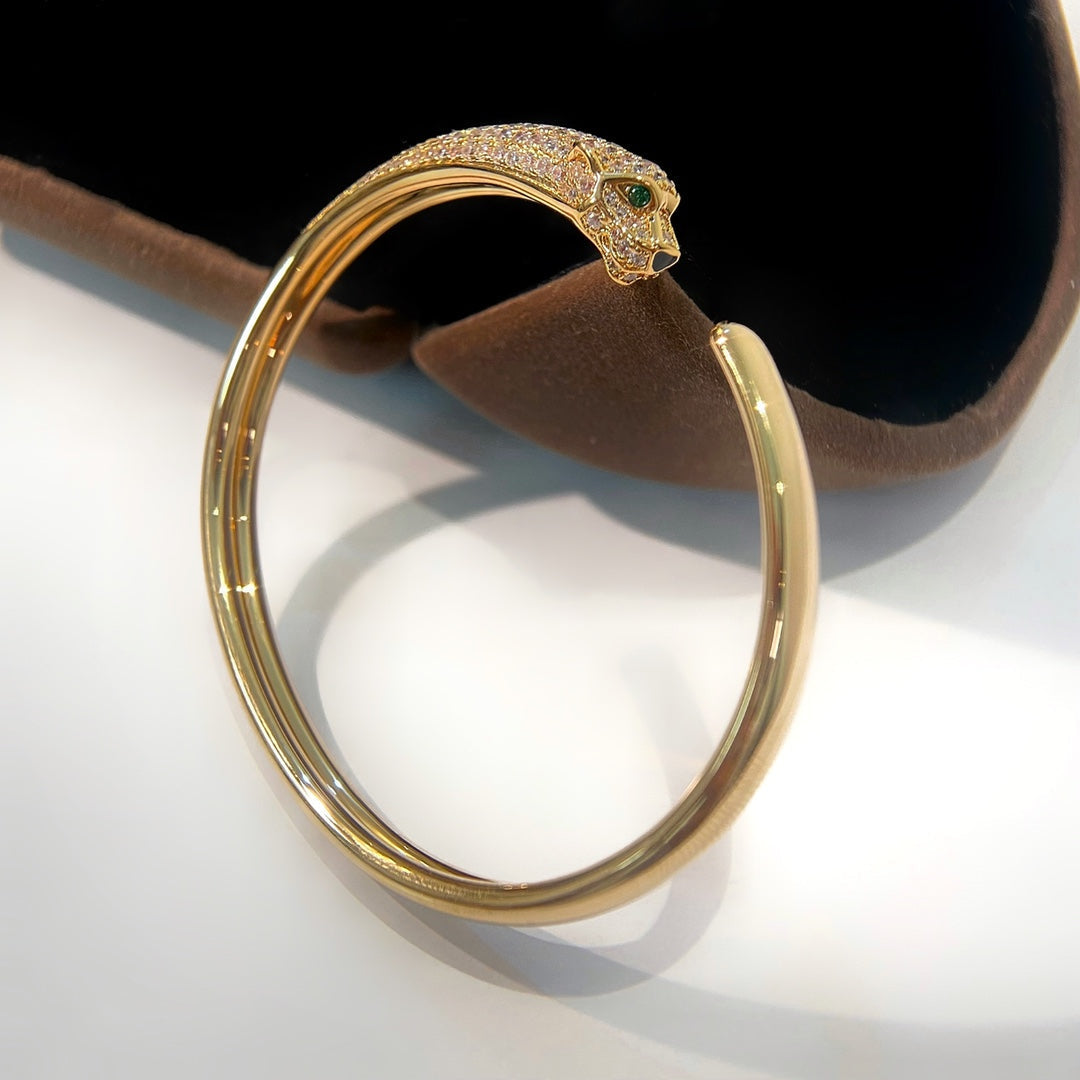 [Royal&Vicky]PANTHERE GOLD DIAMOND OPEN BRACELET