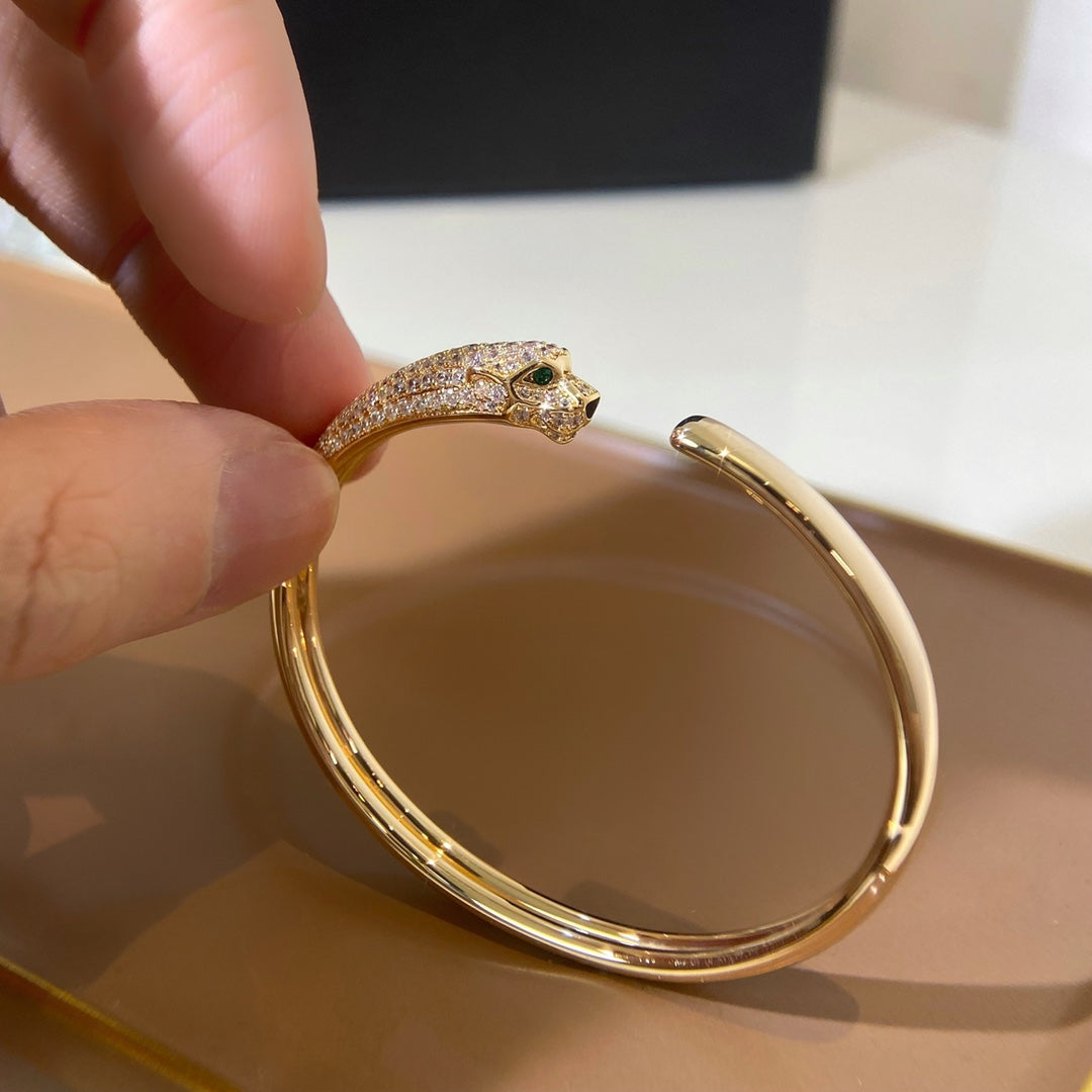 [Royal&Vicky]PANTHERE GOLD DIAMOND OPEN BRACELET