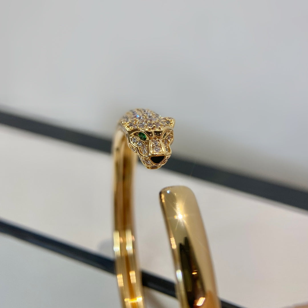 [Royal&Vicky]PANTHERE GOLD DIAMOND OPEN BRACELET