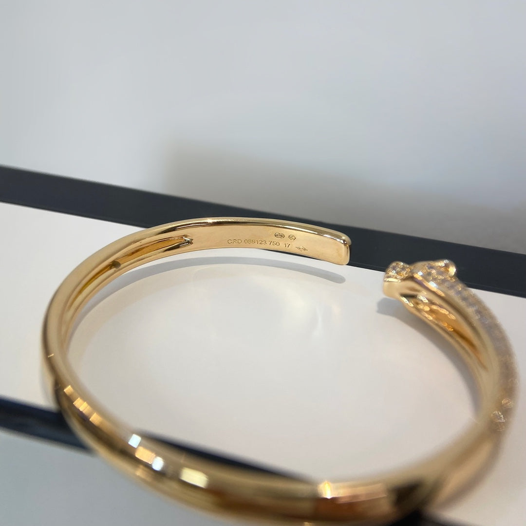 [Royal&Vicky]PANTHERE GOLD DIAMOND OPEN BRACELET