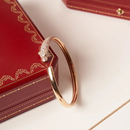 [Royal&Vicky]PANTHERE ROSE GOLD DIAMOND OPEN BRACELET