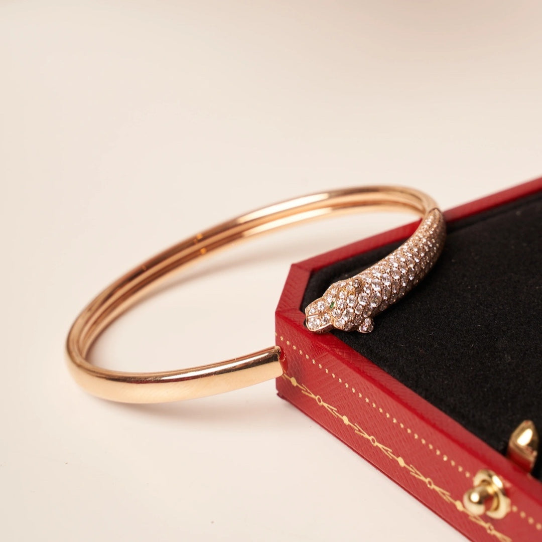 [Royal&Vicky]PANTHERE ROSE GOLD DIAMOND OPEN BRACELET