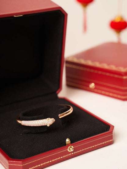 [Royal&Vicky]PANTHERE ROSE GOLD DIAMOND OPEN BRACELET