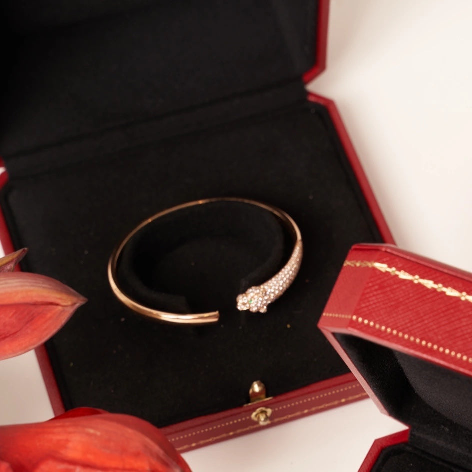 [Royal&Vicky]PANTHERE ROSE GOLD DIAMOND OPEN BRACELET