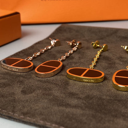[Royal&Vicky]CHAINE VERSO BLACK CERAMIC EARRINGS