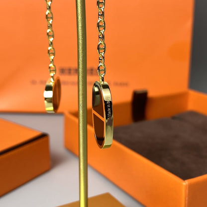[Royal&Vicky]CHAINE VERSO BLACK CERAMIC EARRINGS