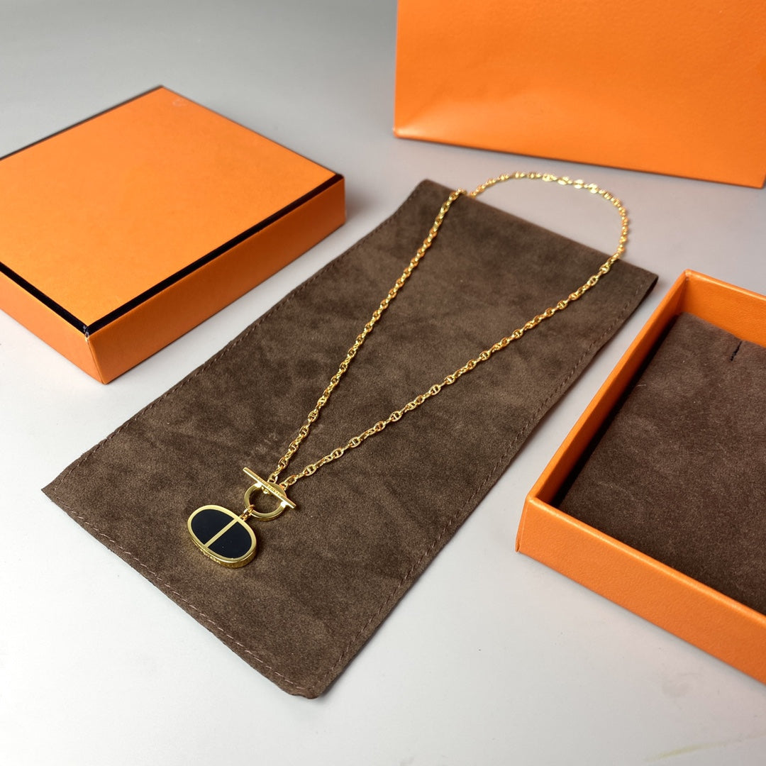 [Royal&Vicky]CHAINE VERSO BLACK CERAMIC NECKLACE
