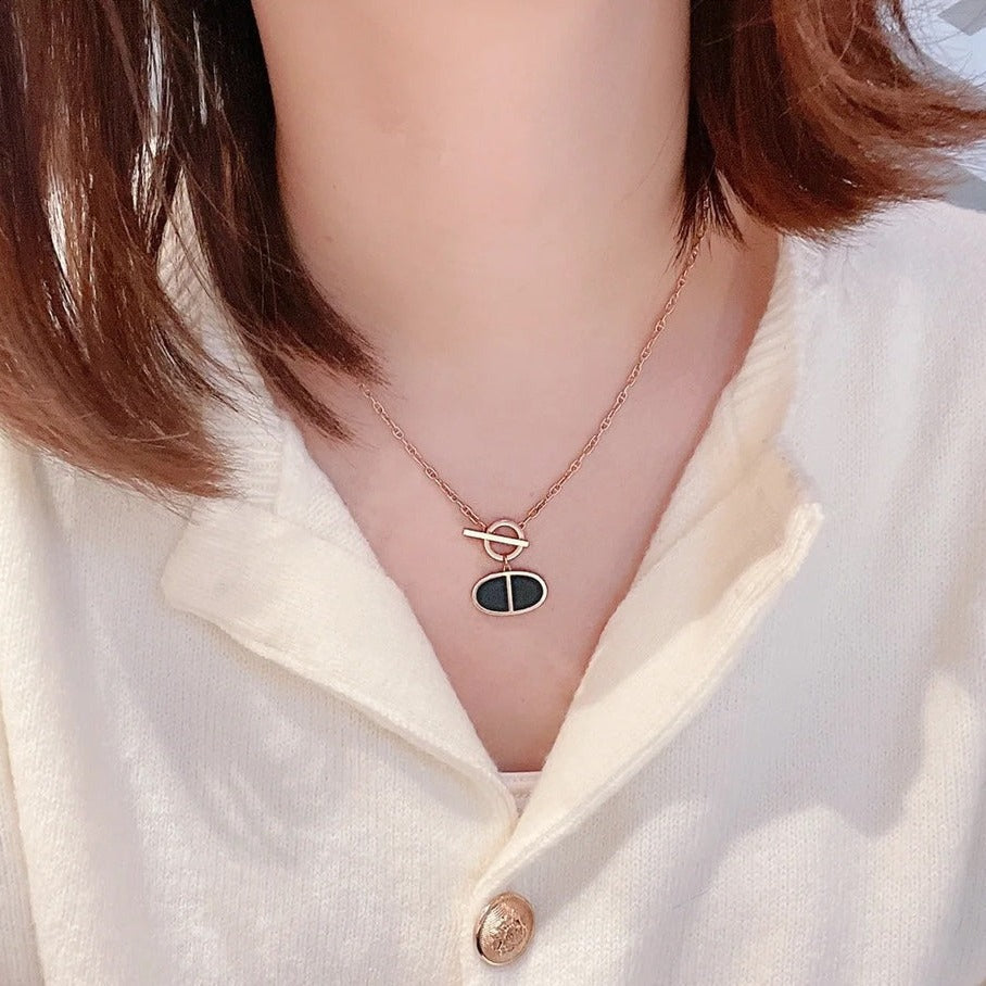 [Royal&Vicky]CHAINE VERSO BLACK CERAMIC NECKLACE