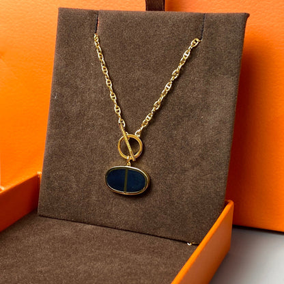 [Royal&Vicky]CHAINE VERSO BLACK CERAMIC NECKLACE