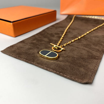 [Royal&Vicky]CHAINE VERSO BLACK CERAMIC NECKLACE