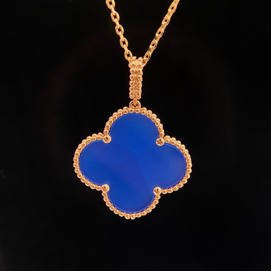 [Royal&Vicky]CLOVER 25MM NECKLACE TURQUOISE ROSE GOLD