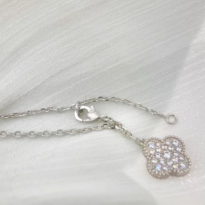 [Royal&Vicky]CLOVER 5 MOTIFS SILVER DIAMONDS NECKLACE