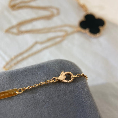 [Royal&Vicky]CLOVER 25MM NECKLACE GOLD ONYX