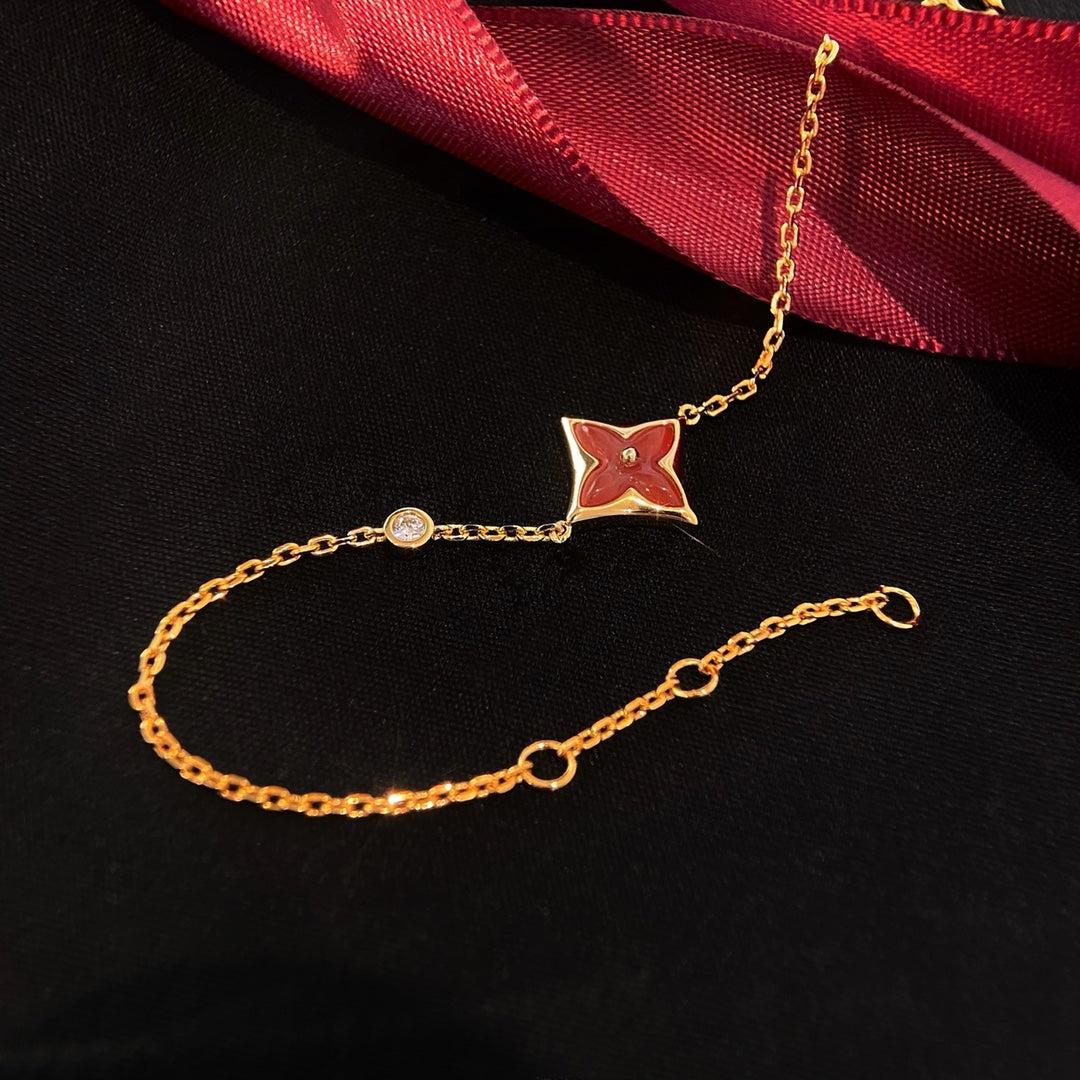 [Royal&Vicky]COLOR STAR CARNELIAN PINK GOLD DIAMOND BRACELET