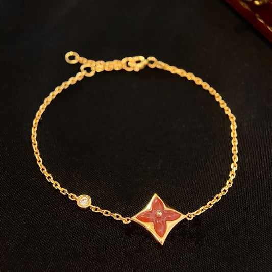 [Royal&Vicky]COLOR STAR CARNELIAN PINK GOLD DIAMOND BRACELET