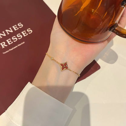 [Royal&Vicky]COLOR STAR CARNELIAN PINK GOLD DIAMOND BRACELET
