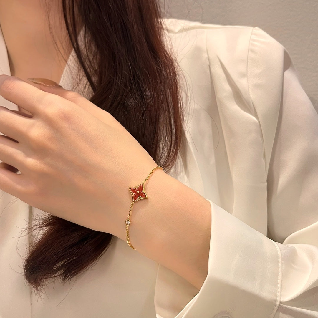 [Royal&Vicky]COLOR STAR CARNELIAN PINK GOLD DIAMOND BRACELET