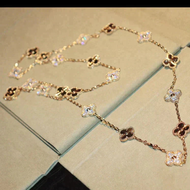 [Royal&Vicky]CLOVER 20 MOTIFS LASER DIAMOND NECKLACE