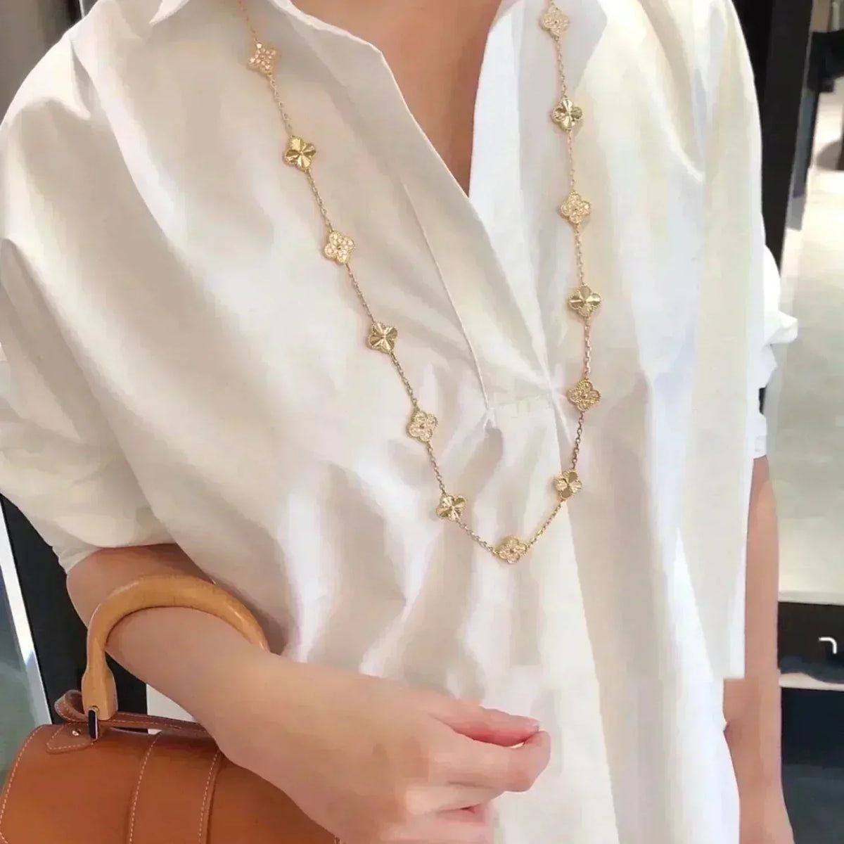 [Royal&Vicky]CLOVER 20 MOTIFS LASER DIAMOND NECKLACE