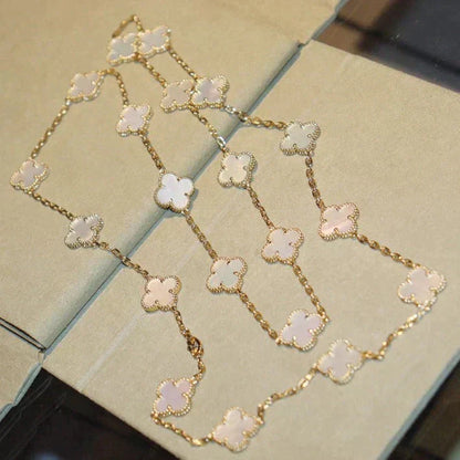 [Royal&Vicky]CLOVER 20 MOTIFS WHITE MOP NECKLACE