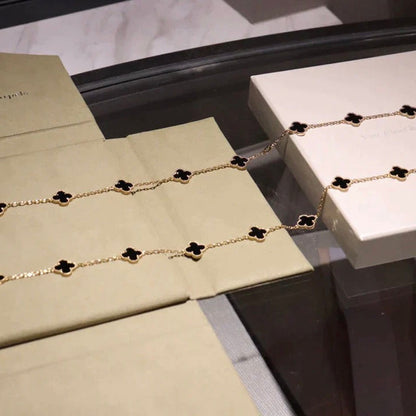 [Royal&Vicky]CLOVER 20 MOTIFS ONYX NECKLACE