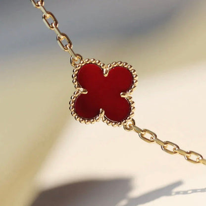 [Royal&Vicky]CLOVER 20 MOTIFS CARNELIAN NECKLACE