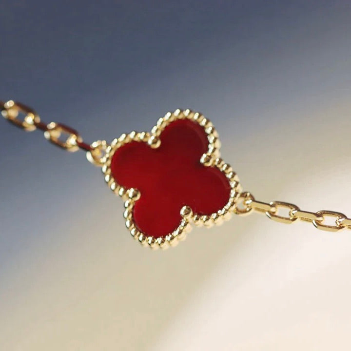 [Royal&Vicky]CLOVER 20 MOTIFS CARNELIAN NECKLACE