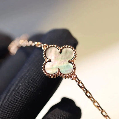 [Royal&Vicky]CLOVER 20 MOTIFS DARK MOP DIAMOND  NECKLACE
