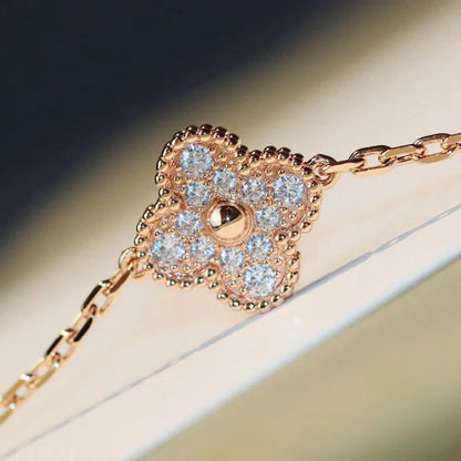 [Royal&Vicky]CLOVER 20 MOTIFS MALACHITE DIAMOND NECKLACE