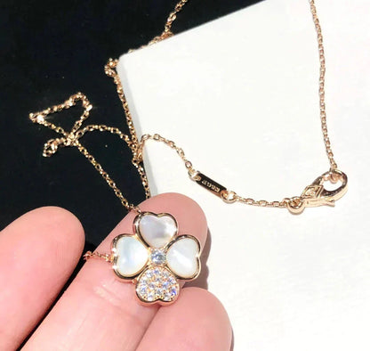 [Royal&Vicky]CLOVER MOP DIAMOND ROSE GOLD NECKLACE