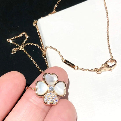 [Royal&Vicky]CLOVER MOP DIAMOND ROSE GOLD NECKLACE